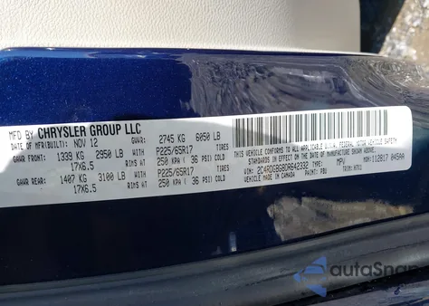 2013 Dodge Grand Caravan Se из США, поврежденный, VIN 2C4RDGBG8DR642332